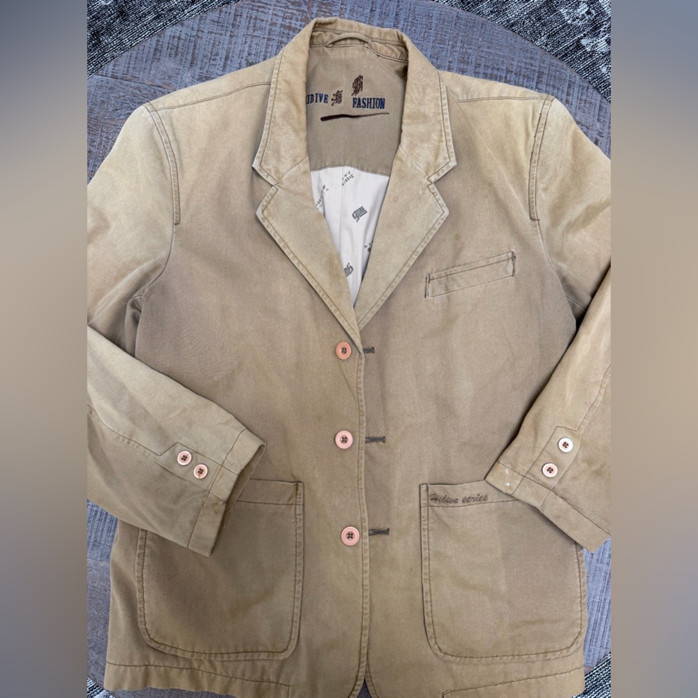 Khaki Canvas Chore Jacket | Utility Workwear Style | Size M